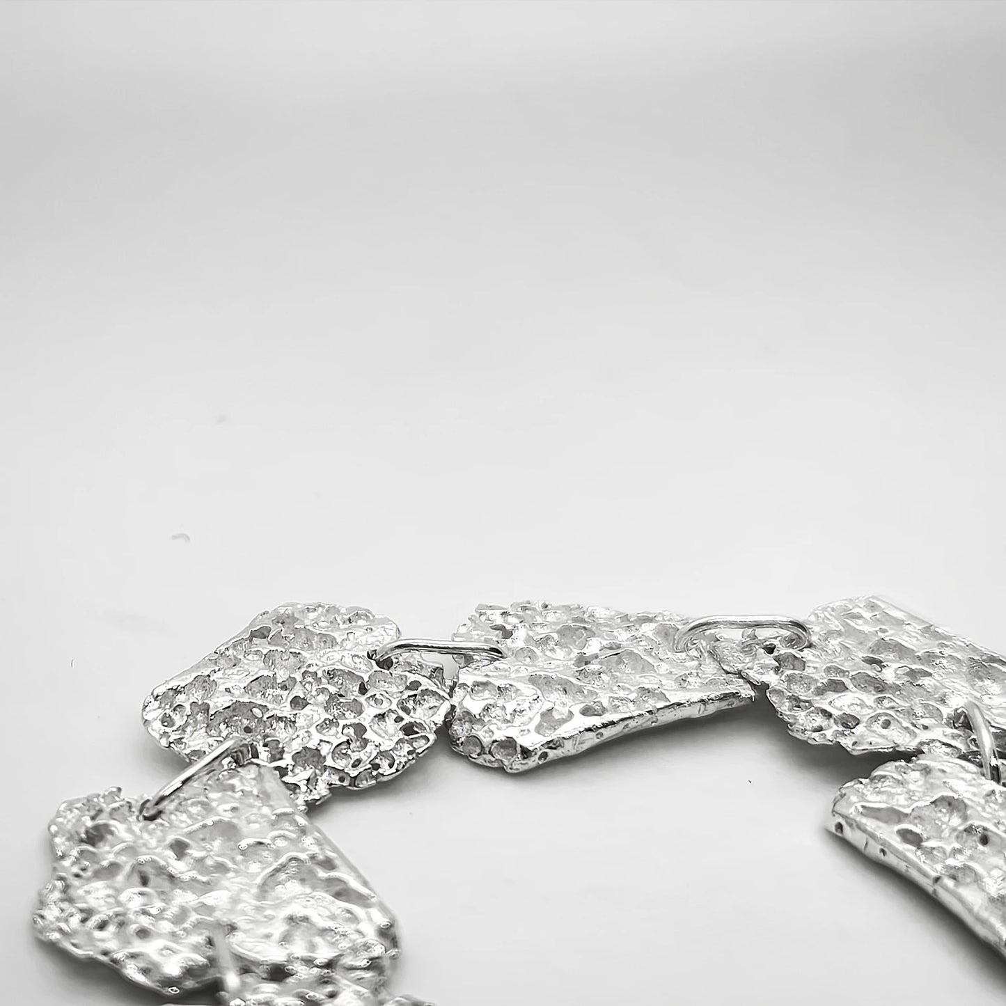 925 sterling silver bracelet with the textures from shell fragments. Design by Inês Almeida
