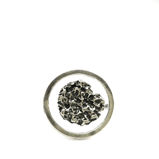 925 sterling silver ring oxidised with the texture from a conch shell. Design by Inês Almeida