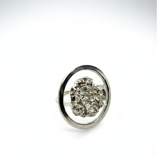 925 sterling silver ring with the texture from a rock fragment. Design by Inês Almeida