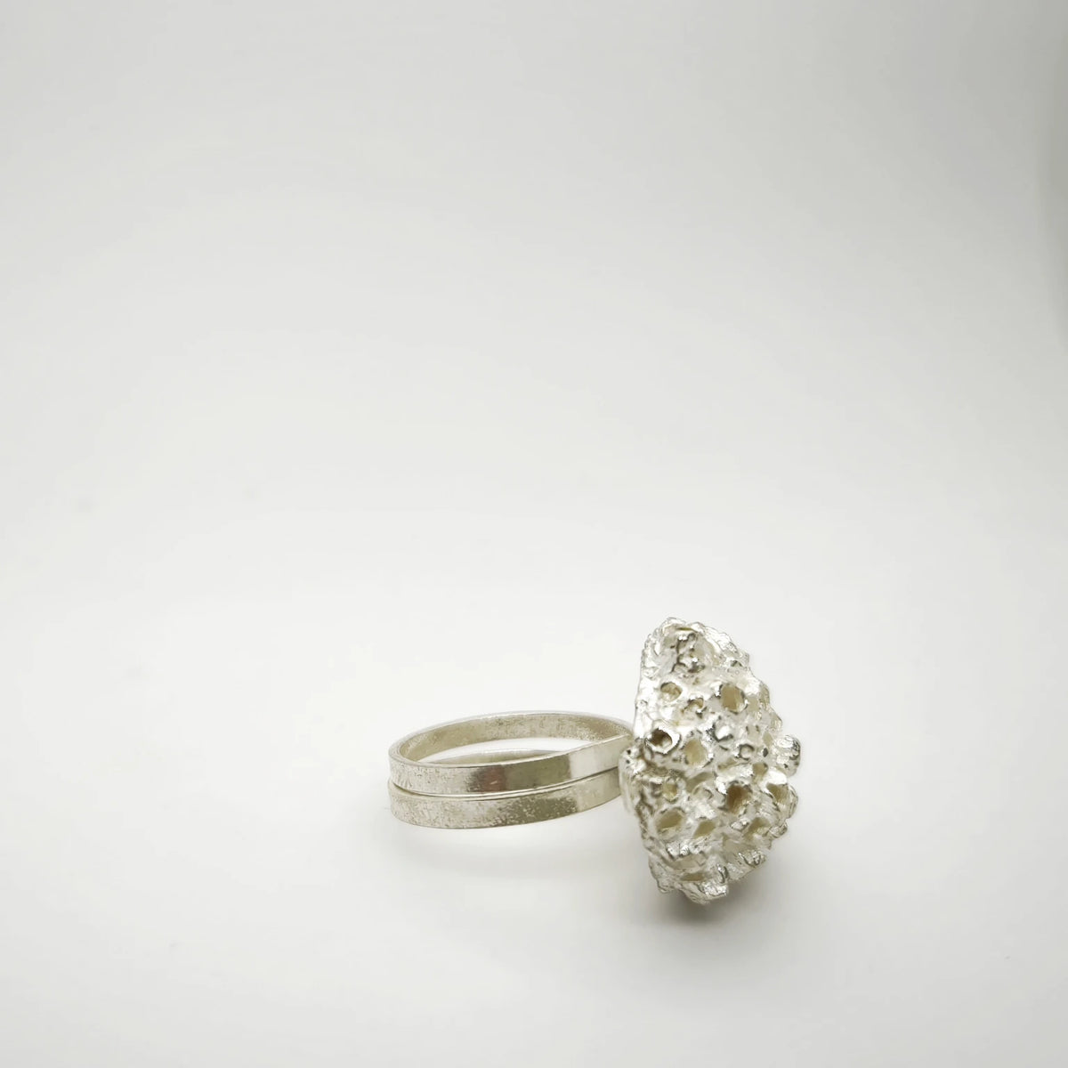 925 sterling silver ring with the texture from small barnacles. Design by Inês Almeida