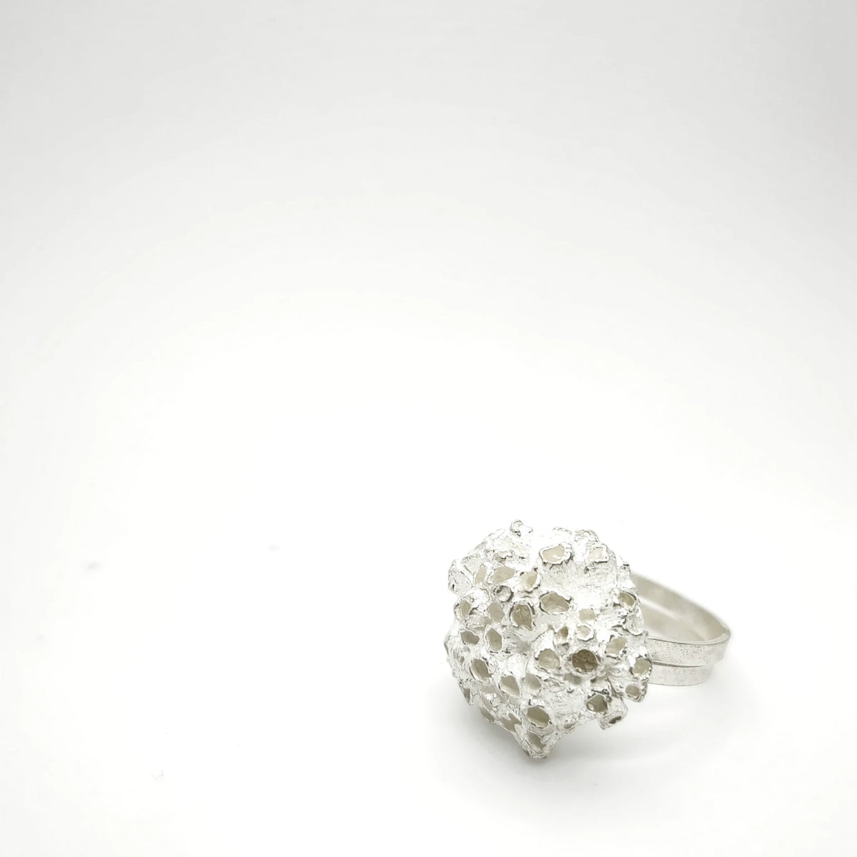 925 sterling silver ring with the texture from small barnacles. Design by Inês Almeida