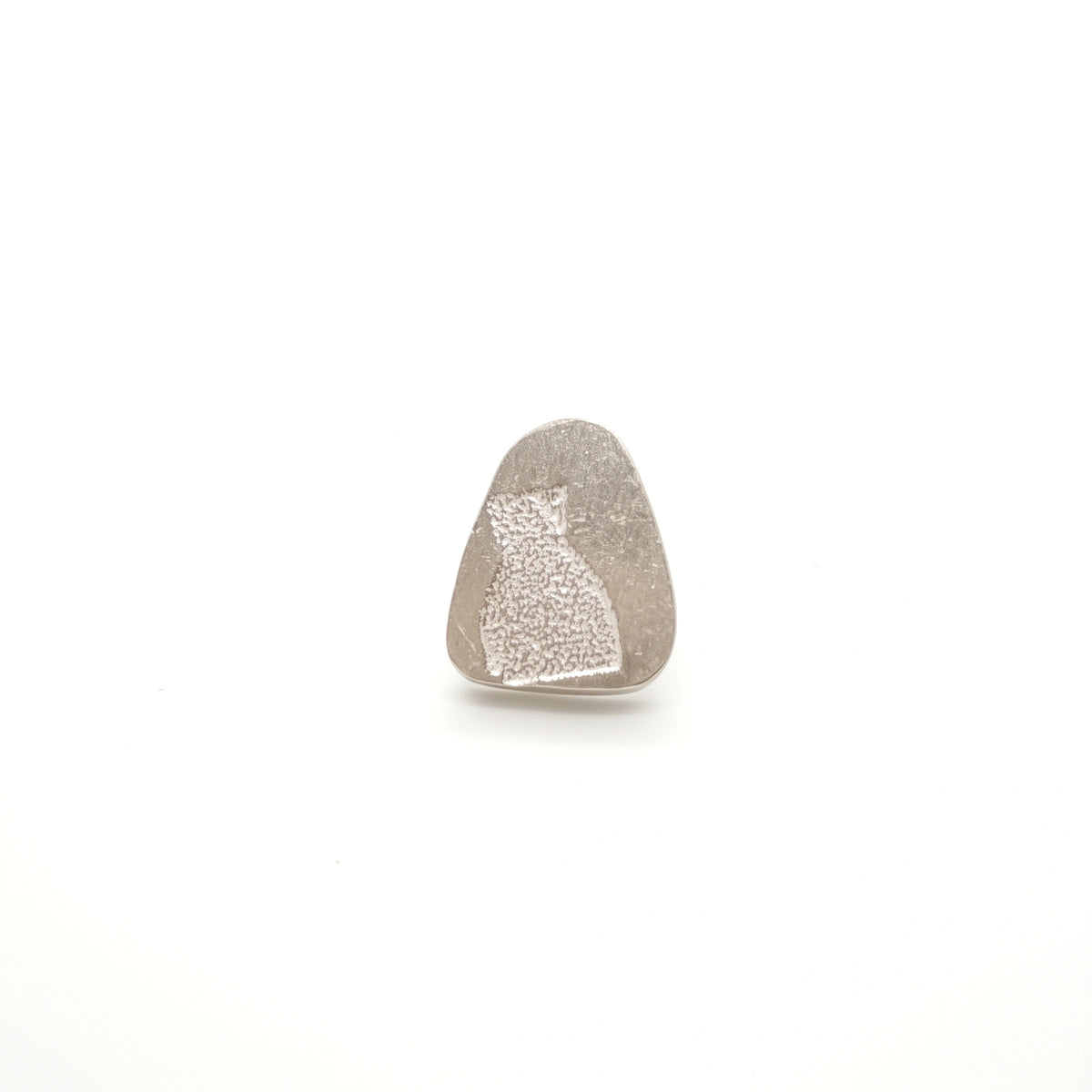 Sterling silver earring featuring a bottle motif, front view, by Inês Almeida.