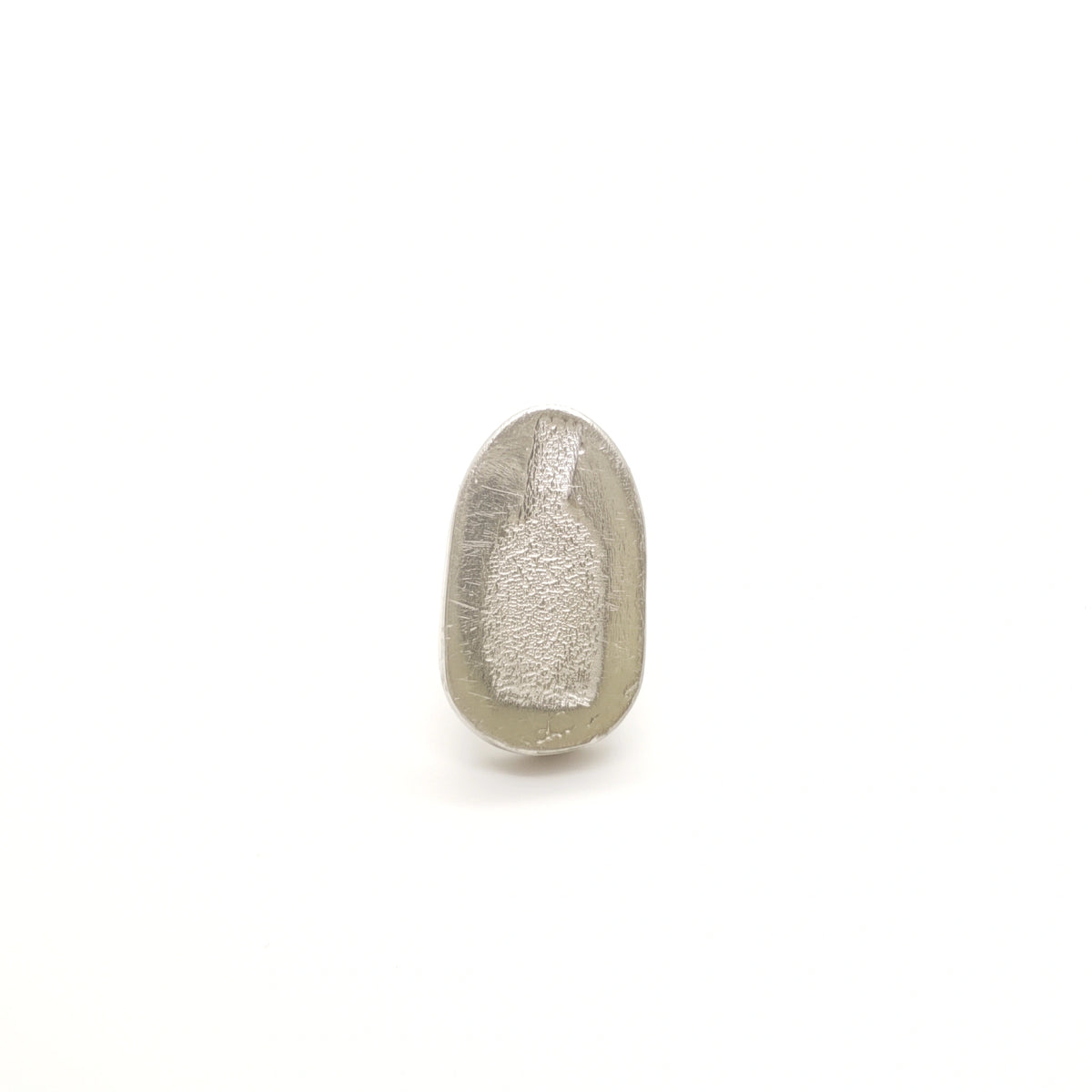 Sterling silver earring featuring a jug motif, front view, by Inês Almeida.