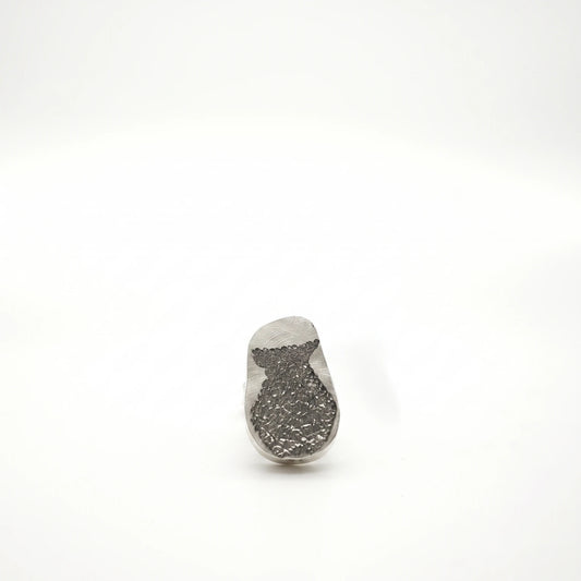 Sterling silver earring featuring a jug motif, front view, by Inês Almeida.